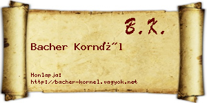 Bacher Kornél névjegykártya